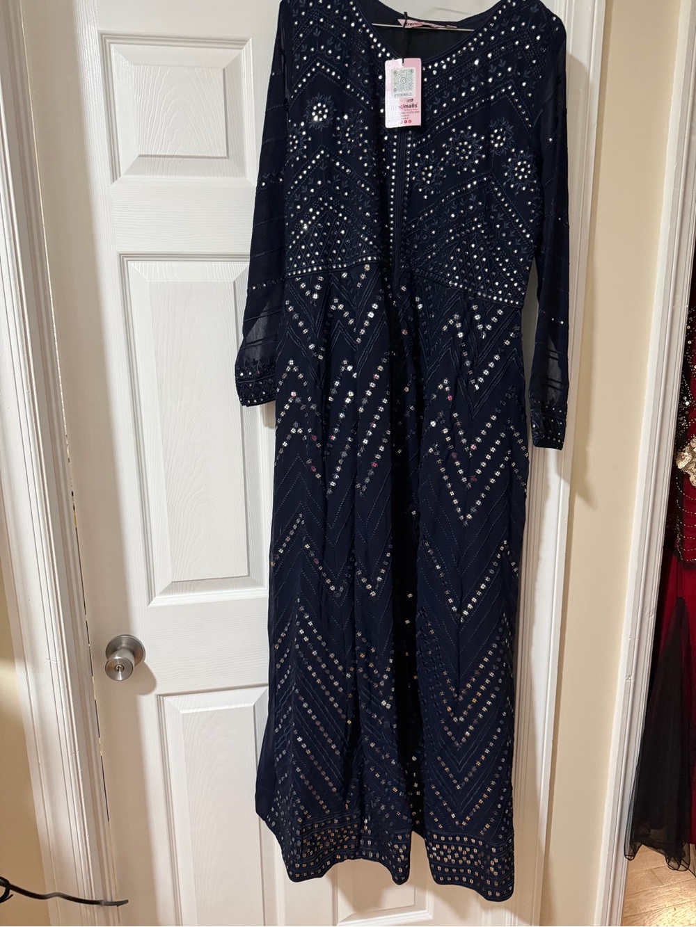 Embellished Navy Wide-Leg Jumpsuit